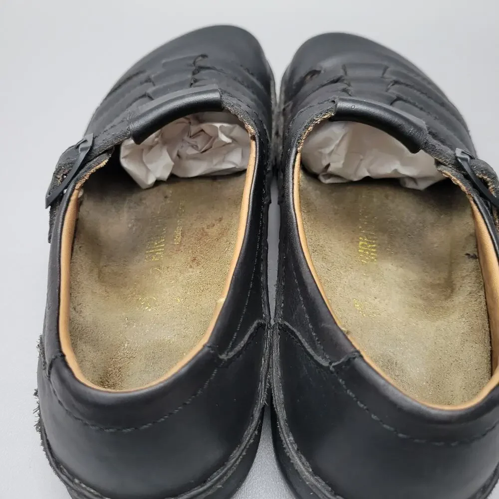 Birkenstock 42 Mens Closed Toe Fisherman Black Sandals Leather Size 9 US